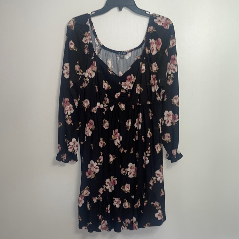 As U Wish Black Floral Long Sleeve Dress
